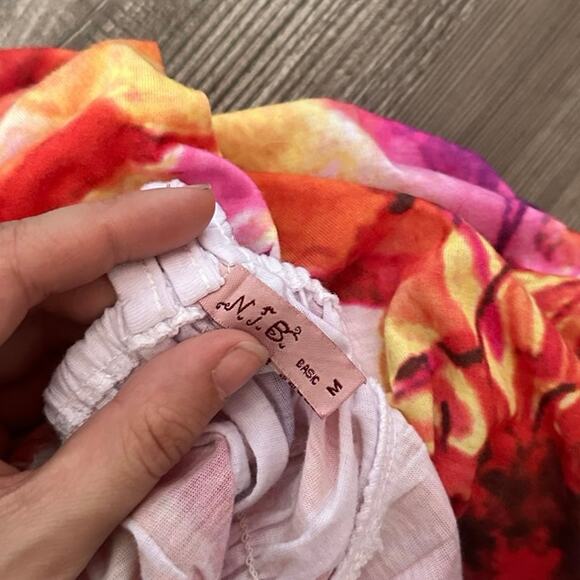 nib white pink orange floral babydoll tank top - Picture 4 of 4